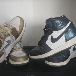 Nike High-Top Sneakers in Gold, Silver, and Black